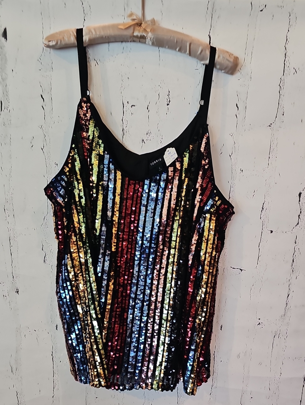 torrid Black Top with Multicolor Sequin Stripes (58)